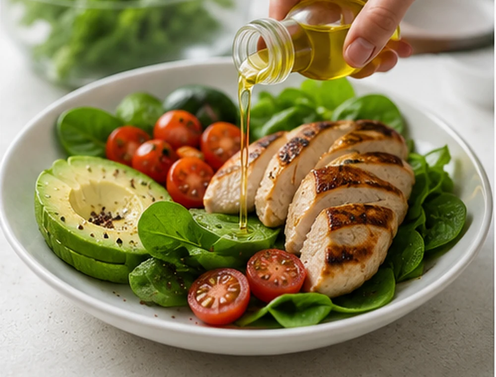 Pasto equilibrato con fonti proteiche e alimenti vegetali